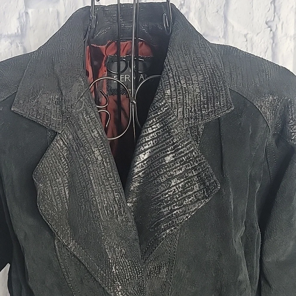 BERMANS Women's‎ Black Leather Moto Jacket Medium